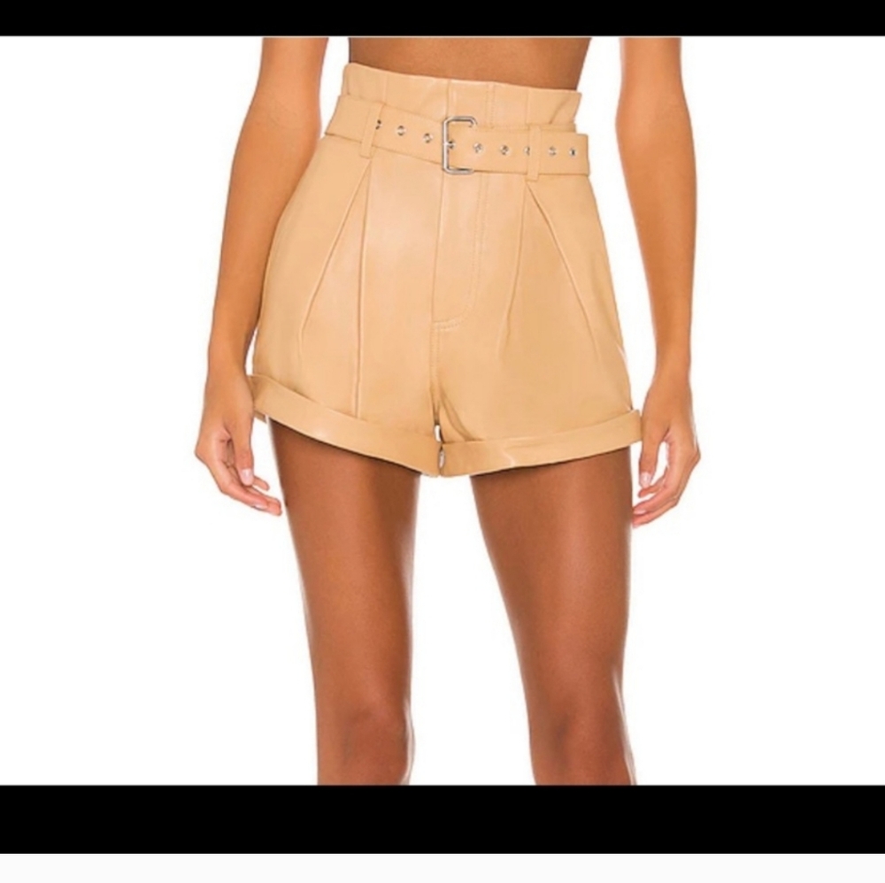 Camilla coelho Azan leather shorts camel nwt